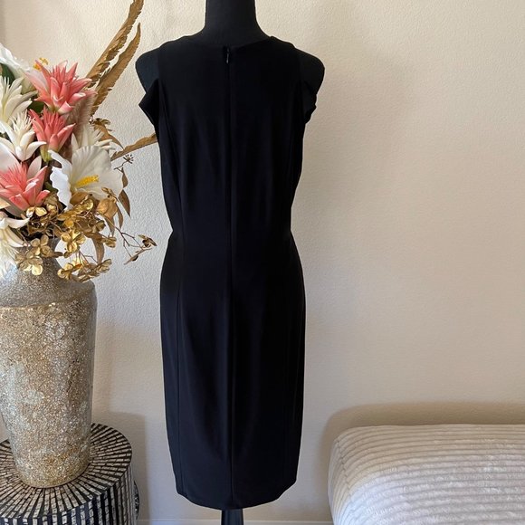 Anne Klein Jewel Halter Neck Black Cold Shoulder Midi Dress size 12 - Picture 5 of 10